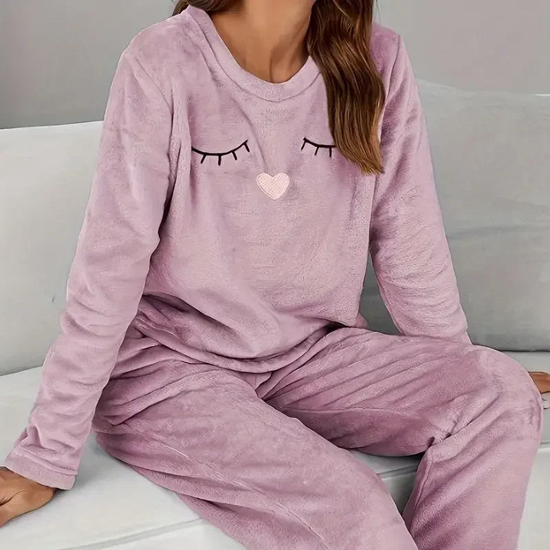 Velvet Fleece Pajamas Loungewear 2 Piece Set Thermal Nightwear | Chuzko.com