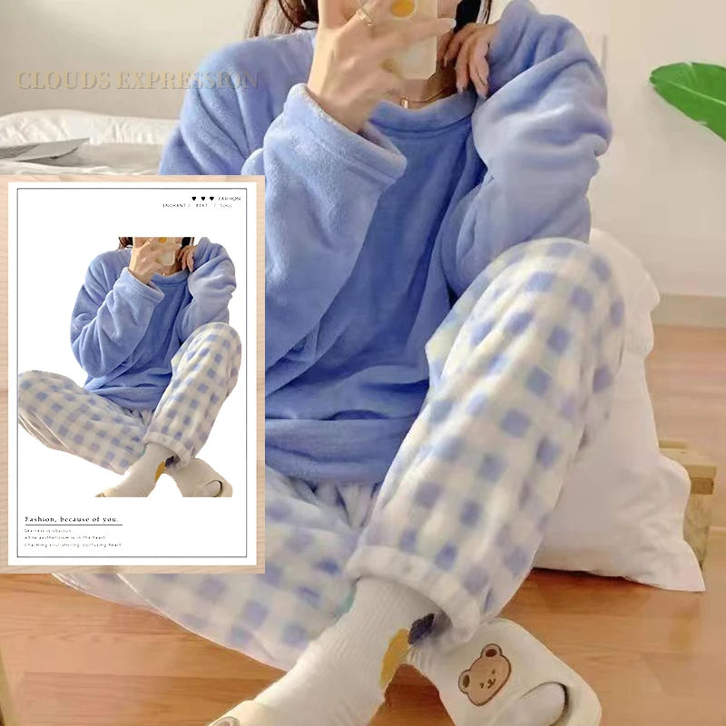 Plush Loungewear Winter Fleece Pajama Set - Warm & Stylish | Chuzko.com