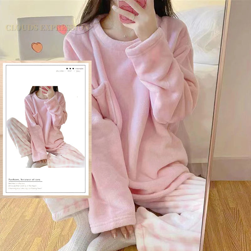 Plush Loungewear Winter Fleece Pajama Set - Warm & Stylish | Chuzko.com