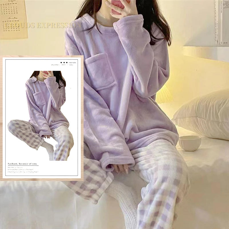 Plush Loungewear Winter Fleece Pajama Set - Warm & Stylish | Chuzko.com