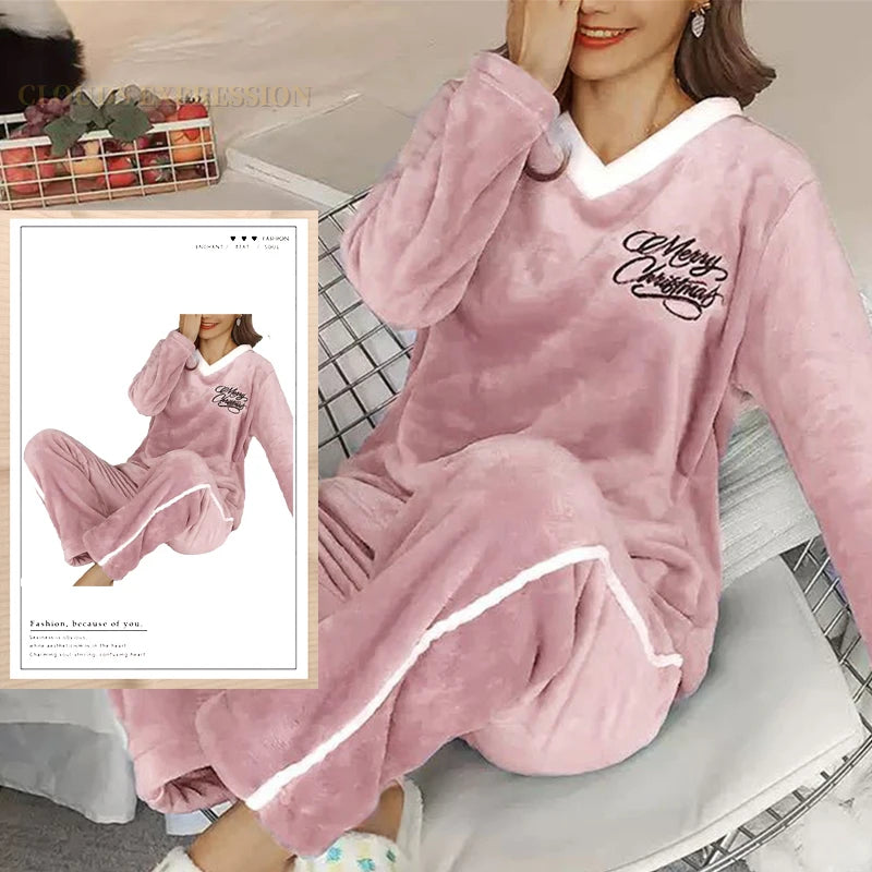 Plush Loungewear Winter Fleece Pajama Set - Warm & Stylish | Chuzko.com