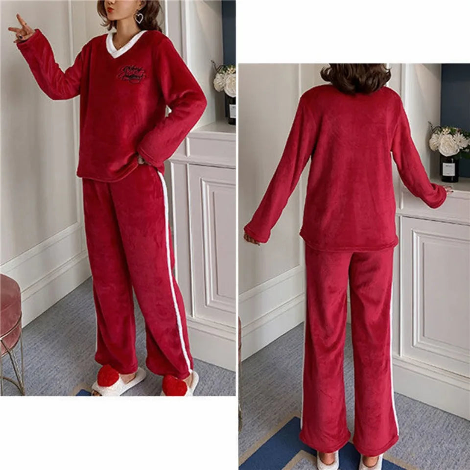 Plush Loungewear Winter Fleece Pajama Set - Warm & Stylish | Chuzko.com