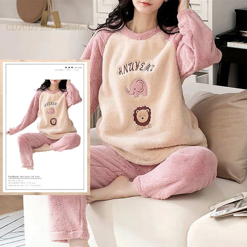 Plush Loungewear Winter Fleece Pajama Set - Warm & Stylish | Chuzko.com