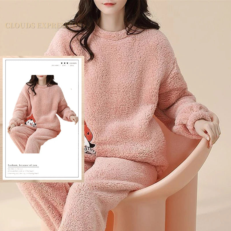 Plush Loungewear Winter Fleece Pajama Set - Warm & Stylish | Chuzko.com