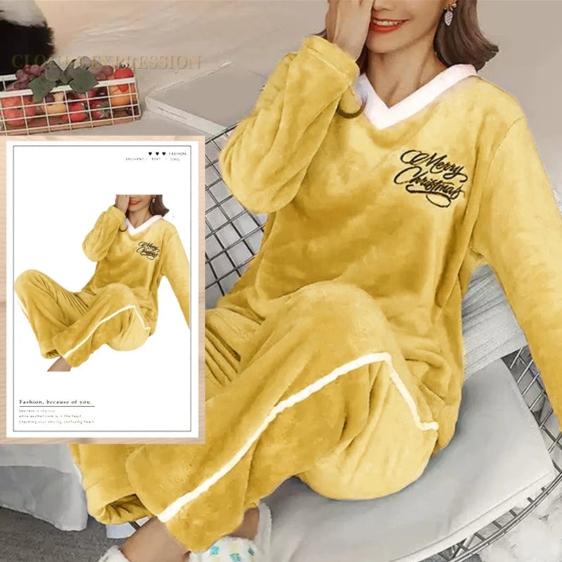 Plush Loungewear Winter Fleece Pajama Set - Warm & Stylish | Chuzko.com