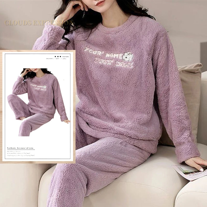 Plush Loungewear Winter Fleece Pajama Set - Warm & Stylish | Chuzko.com