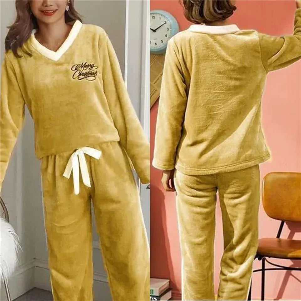 Plush Loungewear Winter Fleece Pajama Set - Warm & Stylish | Chuzko.com