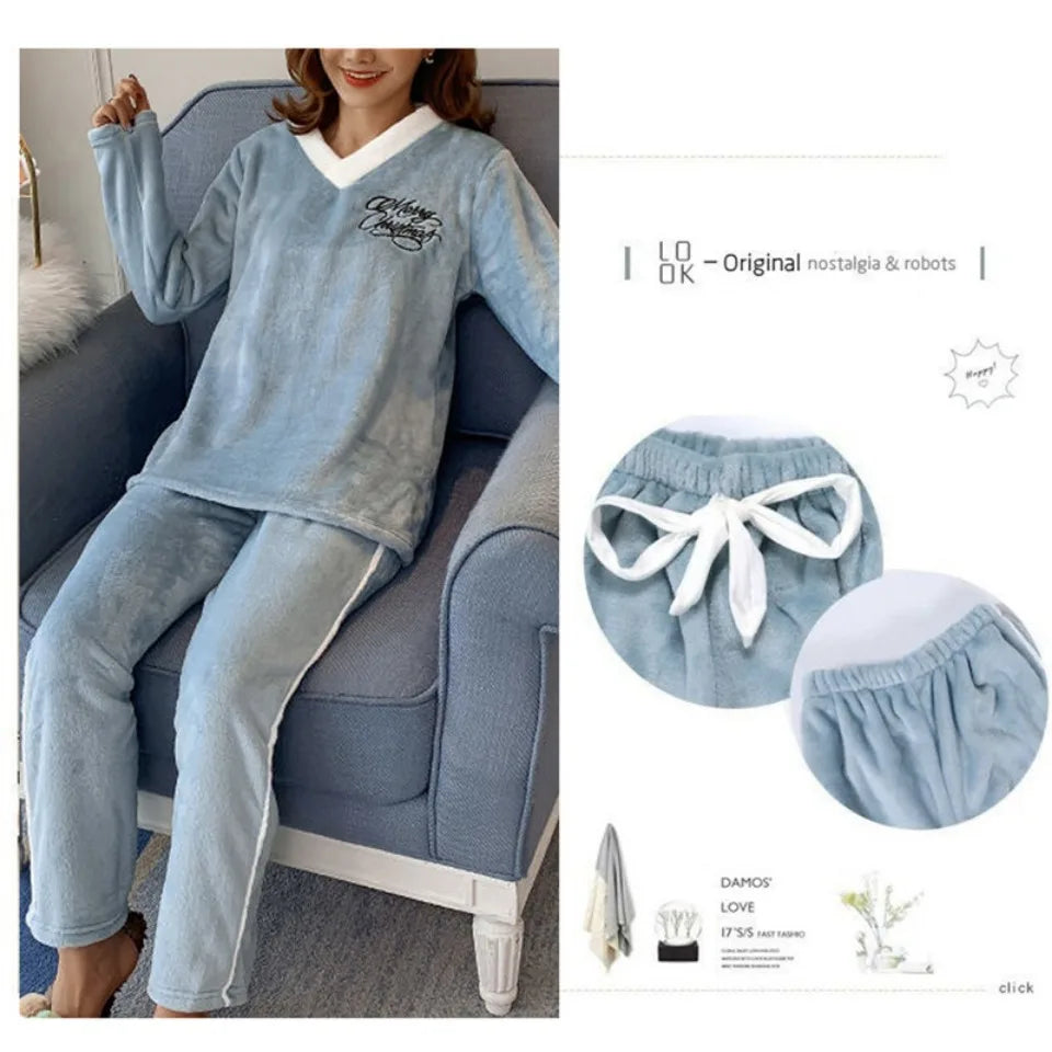 Plush Loungewear Winter Fleece Pajama Set - Warm & Stylish | Chuzko.com