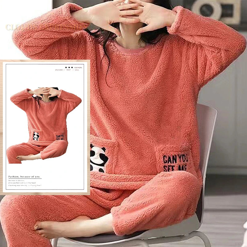 Plush Loungewear Winter Fleece Pajama Set - Warm & Stylish | Chuzko.com