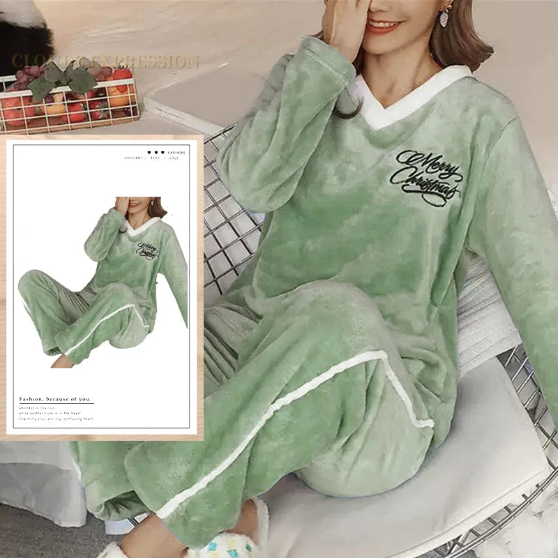 Plush Loungewear Winter Fleece Pajama Set - Warm & Stylish | Chuzko.com