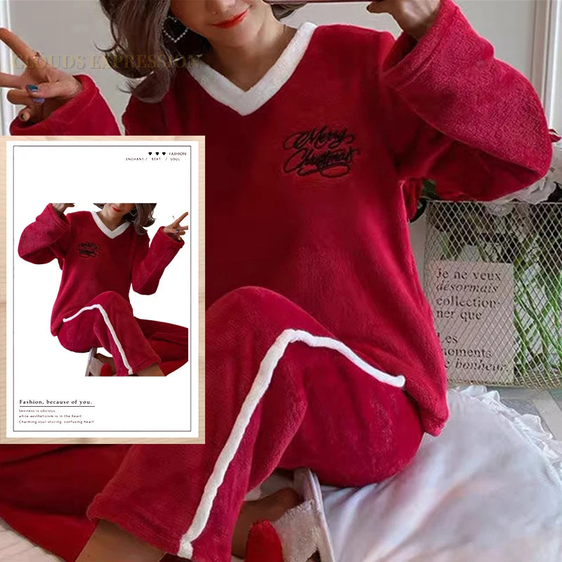 Plush Loungewear Winter Fleece Pajama Set - Warm & Stylish | Chuzko.com