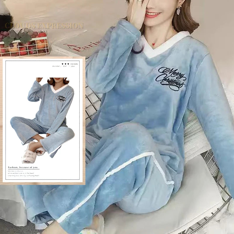 Plush Loungewear Winter Fleece Pajama Set - Warm & Stylish | Chuzko.com