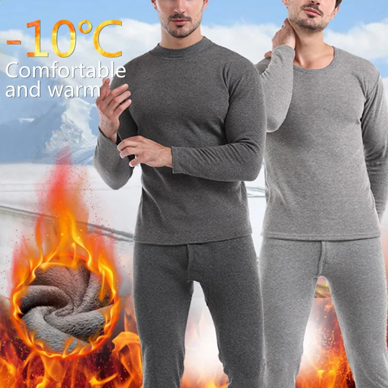 Men's Fleece-Lined Thermal Set Sleepwear Winter Loungewear | Chuzko.com