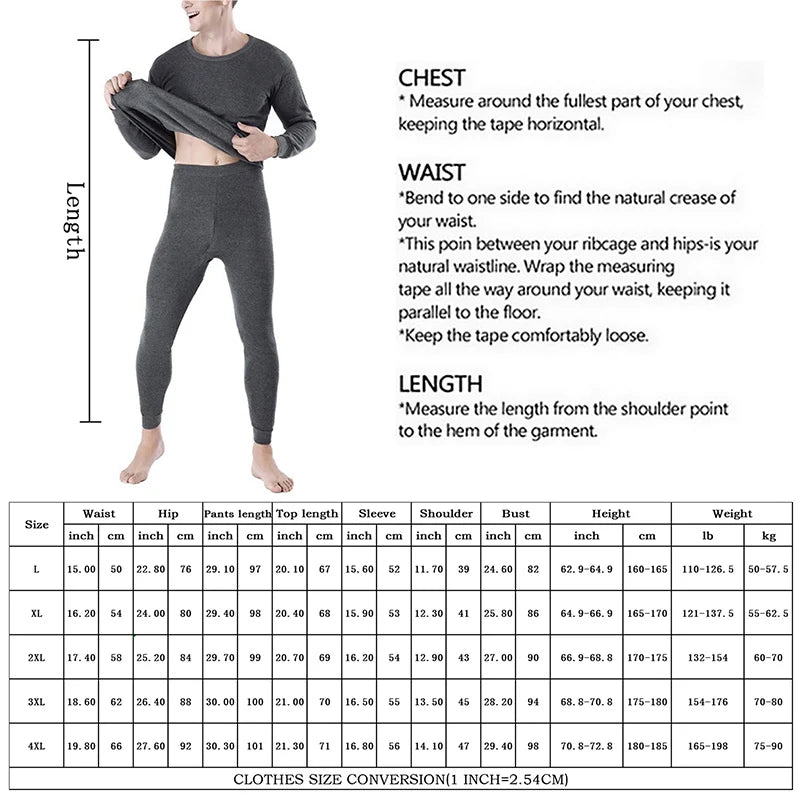 Men's Fleece-Lined Thermal Set Sleepwear Winter Loungewear | Chuzko.com