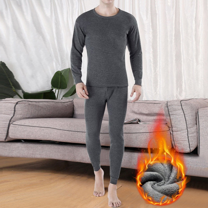 Men's Fleece-Lined Thermal Set Sleepwear Winter Loungewear | Chuzko.com