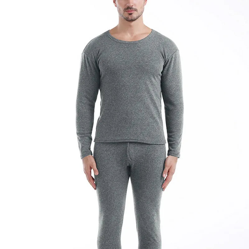 Men's Fleece-Lined Thermal Set Sleepwear Winter Loungewear | Chuzko.com