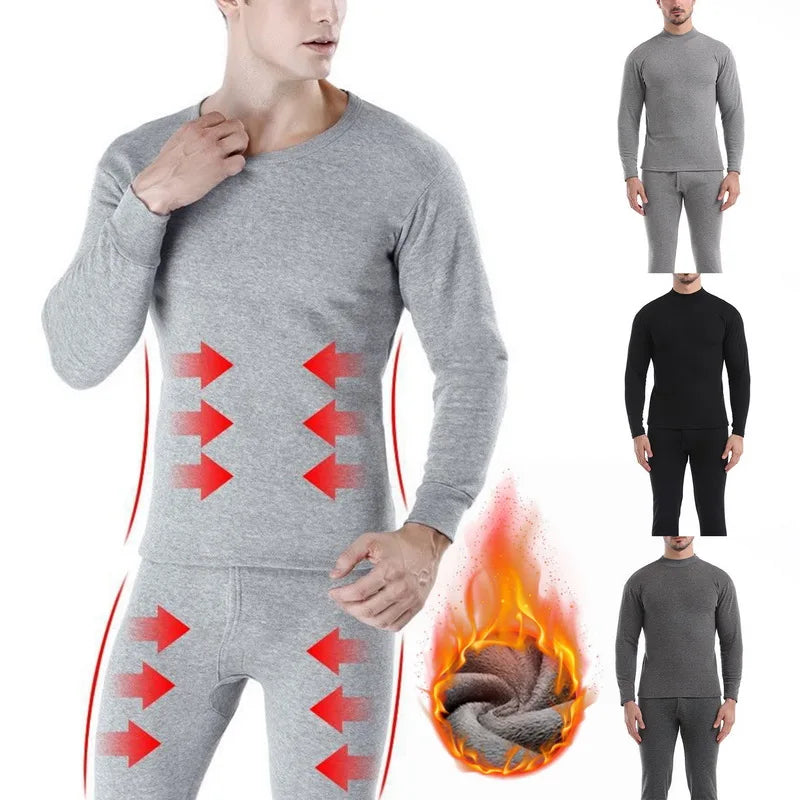 Men's Fleece-Lined Thermal Set Sleepwear Winter Loungewear | Chuzko.com