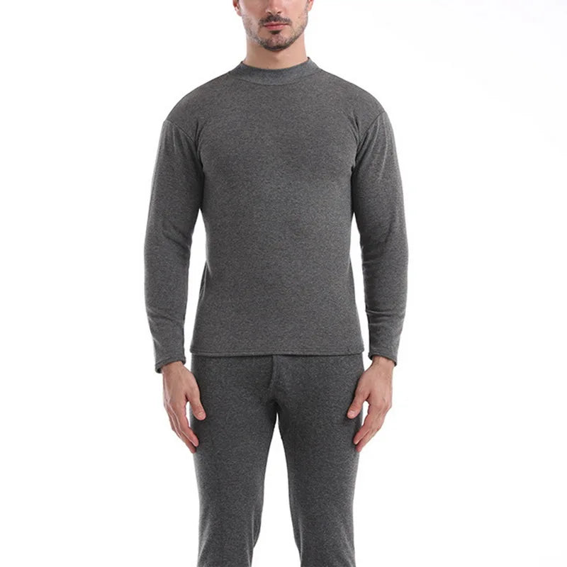 Men's Fleece-Lined Thermal Set Sleepwear Winter Loungewear | Chuzko.com