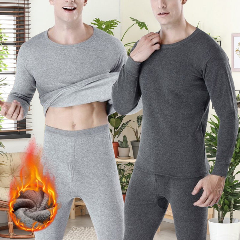 Men's Fleece-Lined Thermal Set Sleepwear Winter Loungewear | Chuzko.com