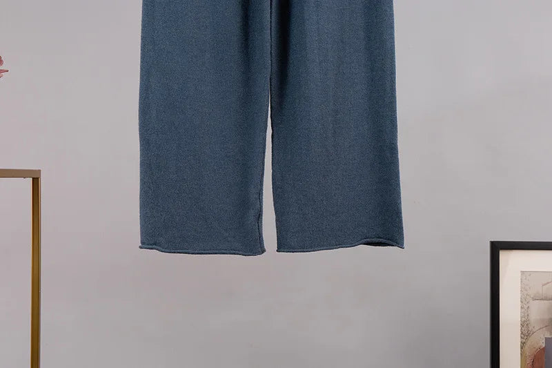 Cashmere Loungewear Winter Knit Set Loose Pants and Top Cashmere | Chuzko.com