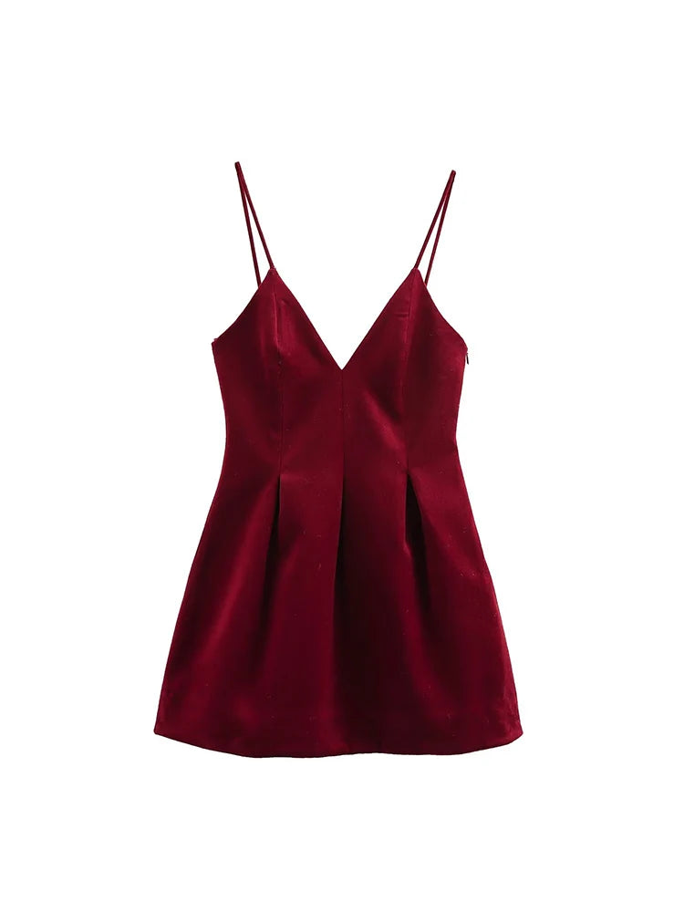 Velvet Holiday V-Neck Dress – Elegant Evening Wear Velvet Dresses | Chuzko.com