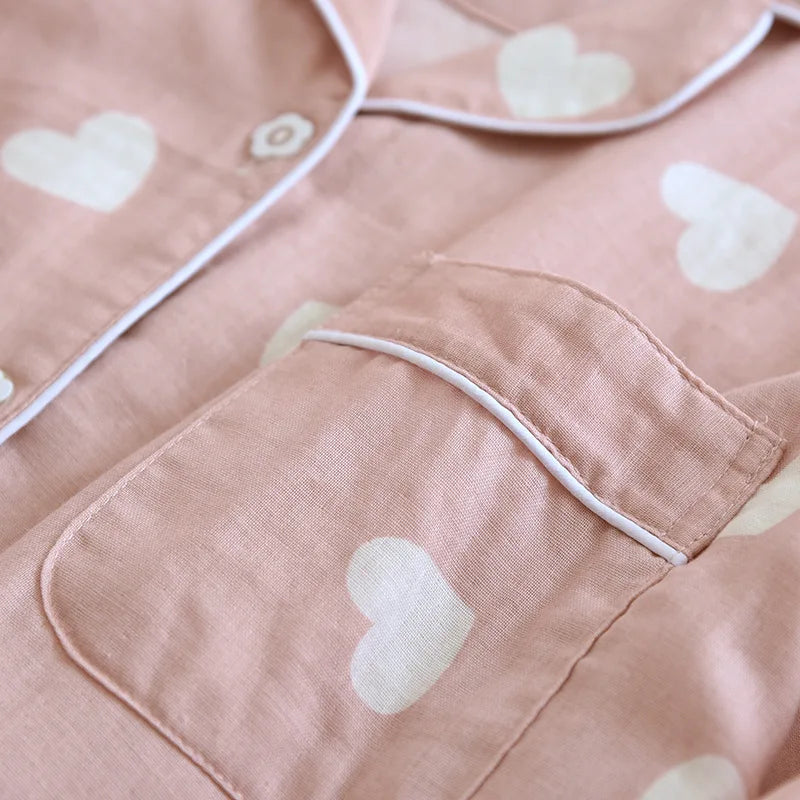 Cotton Pajamas for Women Heart Print Set Pajamas Set | Chuzko.com