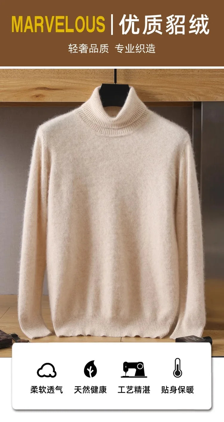 Mink Cashmere Turtleneck Sweater - Men Winter Essential Pullovers | Chuzko.com