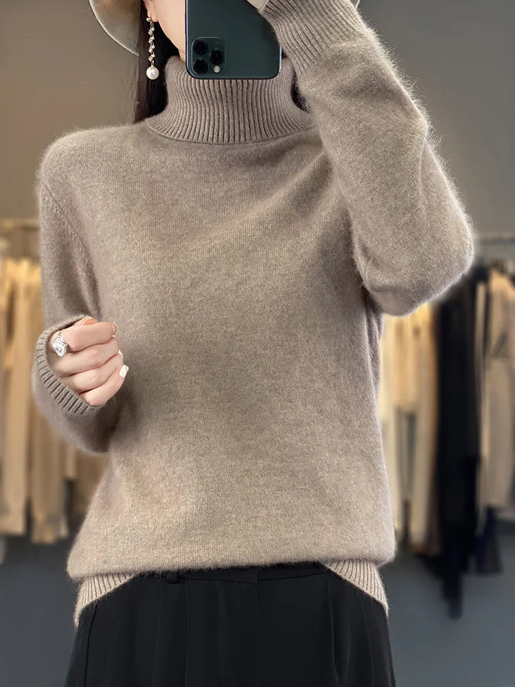 Fall/Winter Cashmere Sweater for Women Turtleneck Jumper Sweaters | Chuzko.com