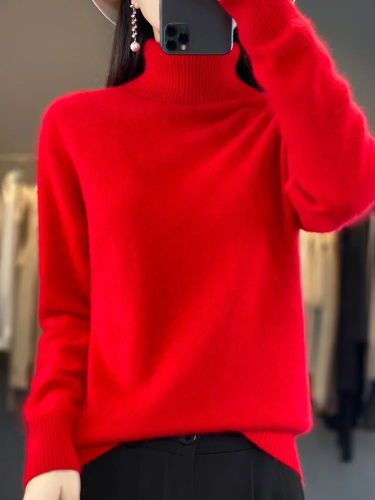 Fall/Winter Cashmere Sweater for Women Turtleneck Jumper Sweaters | Chuzko.com