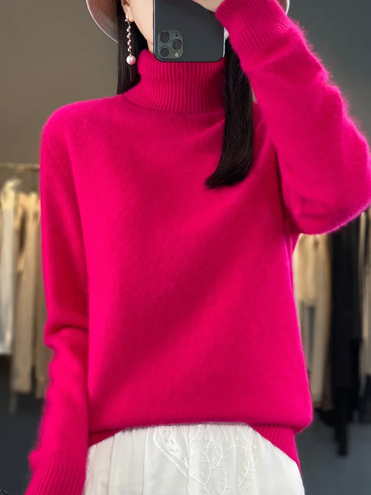 Fall/Winter Cashmere Sweater for Women Turtleneck Jumper Sweaters | Chuzko.com