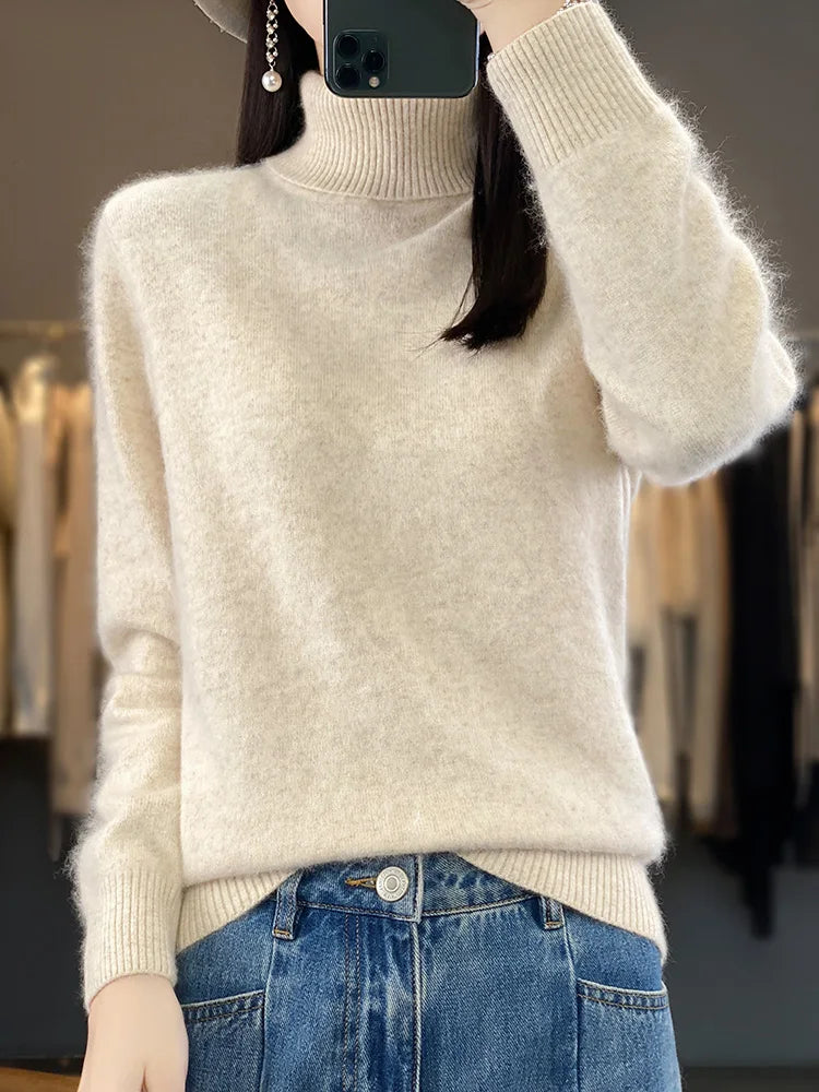 Fall/Winter Cashmere Sweater for Women Turtleneck Jumper Sweaters | Chuzko.com