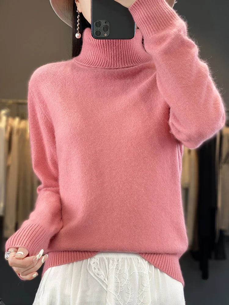 Fall/Winter Cashmere Sweater for Women Turtleneck Jumper Sweaters | Chuzko.com