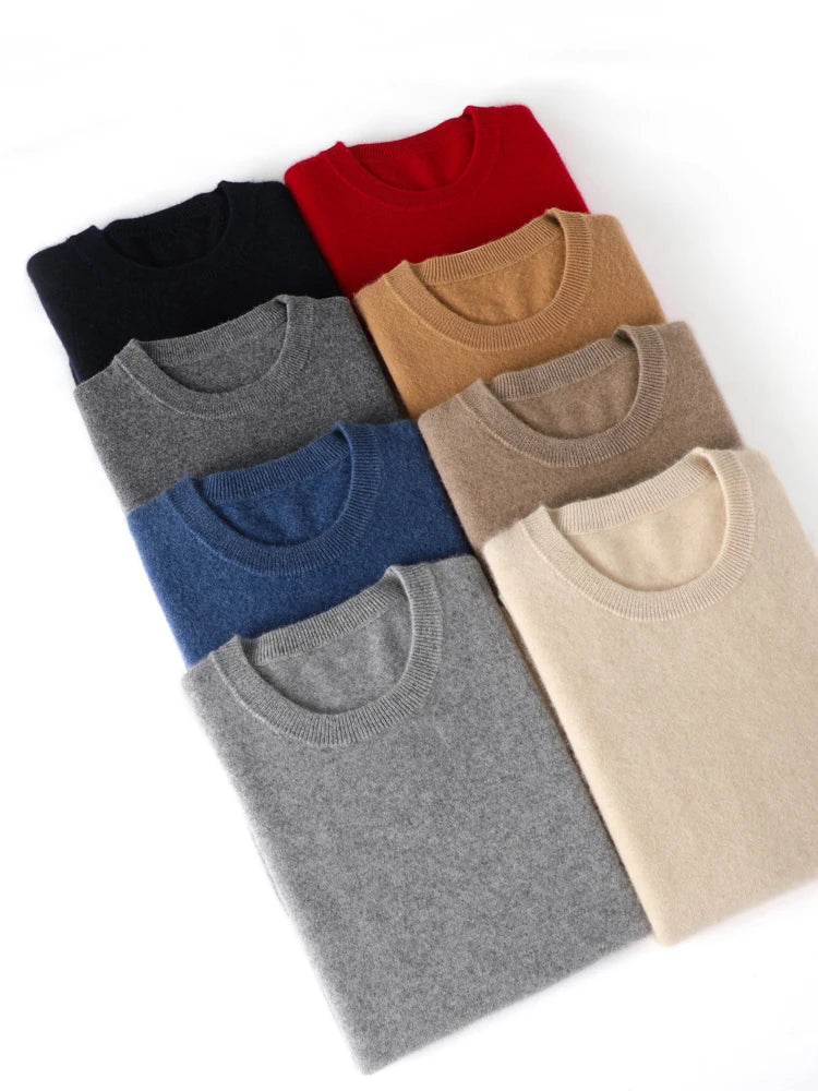 Classic Crew Neck Cashmere Sweater - Wool Jumper Men Sweaters | Chuzko.com