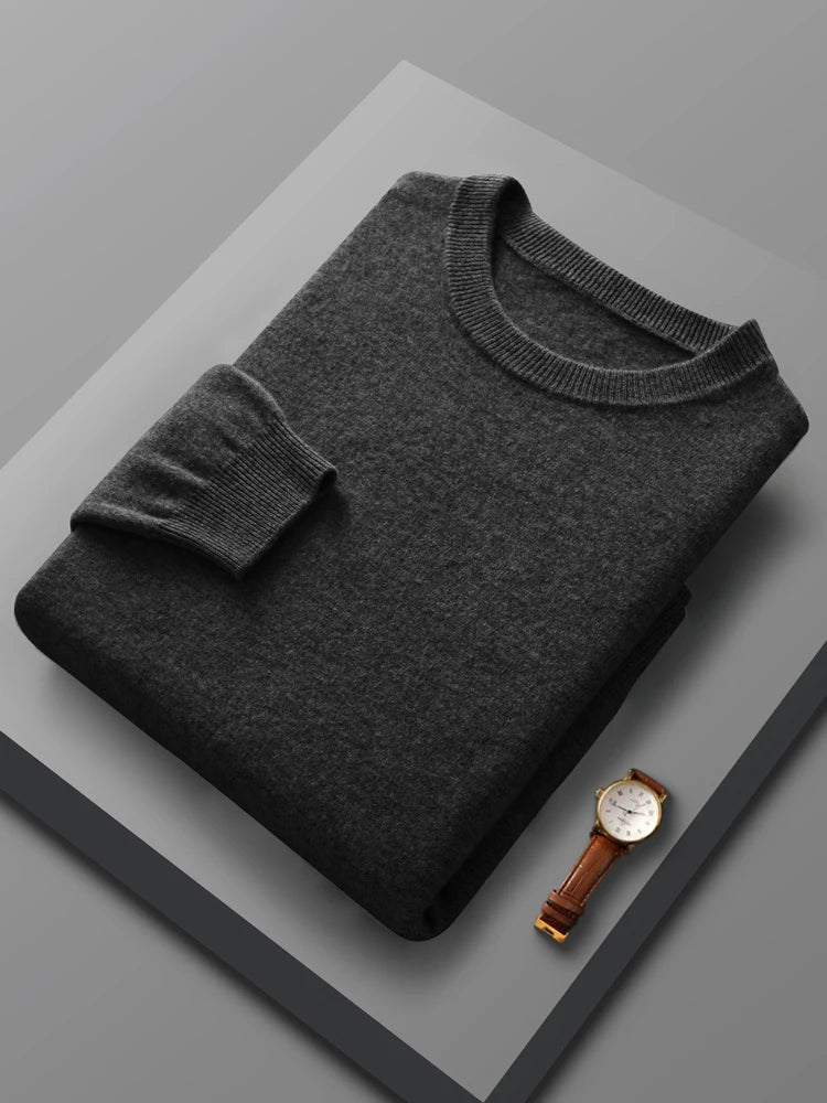 Classic Crew Neck Cashmere Sweater - Wool Jumper Men Sweaters | Chuzko.com