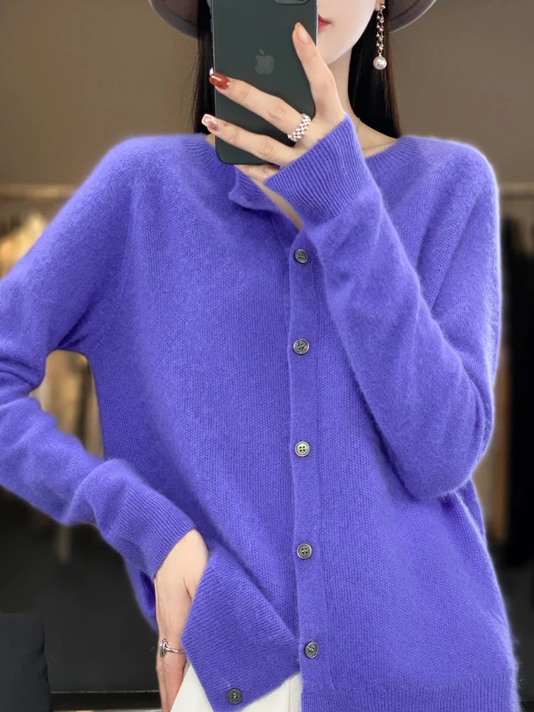 Cashmere Wool Cardigan Australian Wool Sweater Cardigans | Chuzko.com