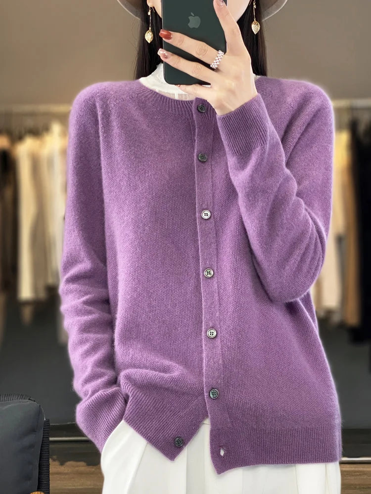 Cashmere Wool Cardigan Australian Wool Sweater Cardigans | Chuzko.com