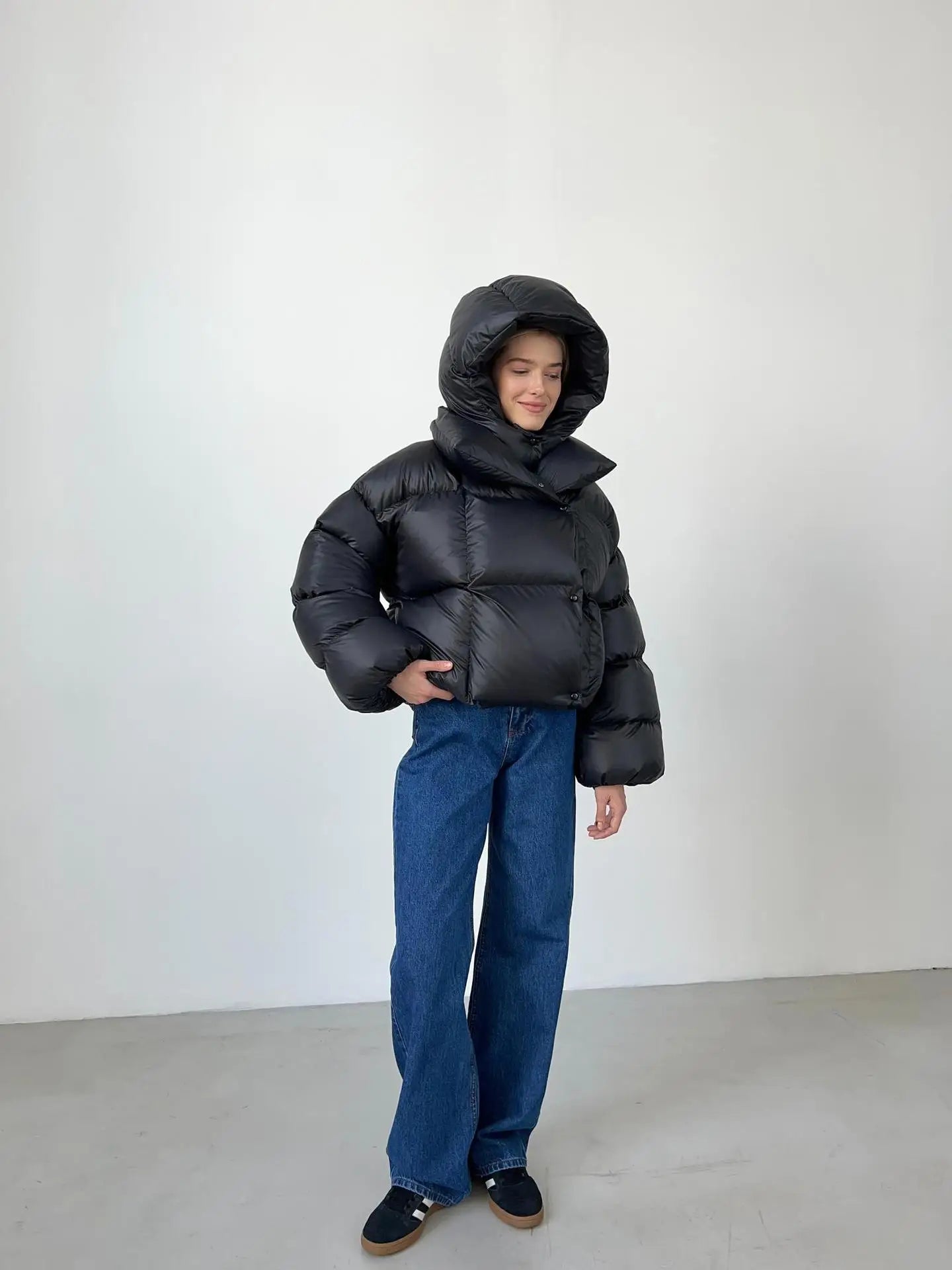 Hooded Inflated Puffer Jacket for Outdoor Winter Events Puffer | Chuzko.com