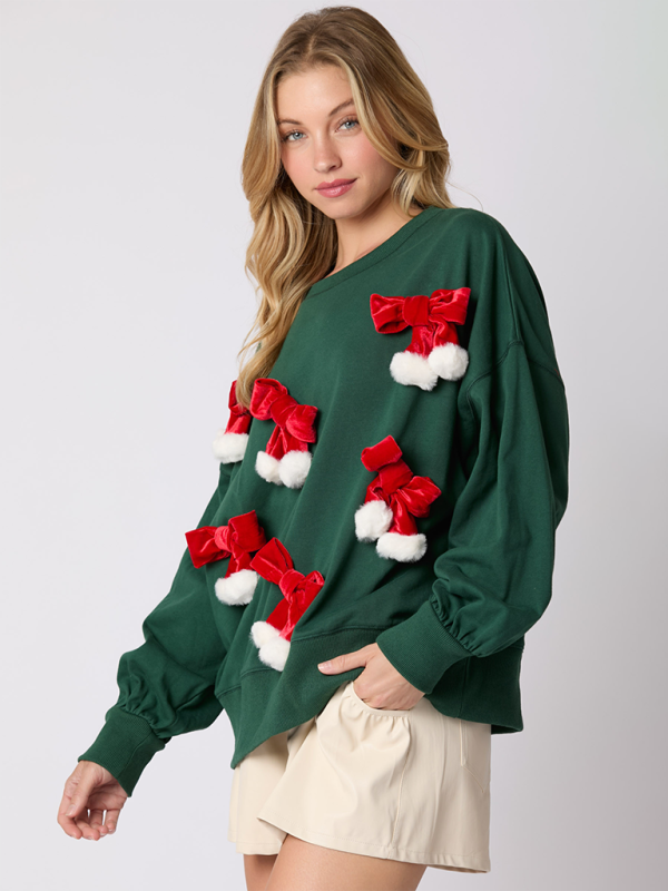 Christmas Sweatshirt Santa Hat Pullover for Women Xmas Sweatshirt | Chuzko.com