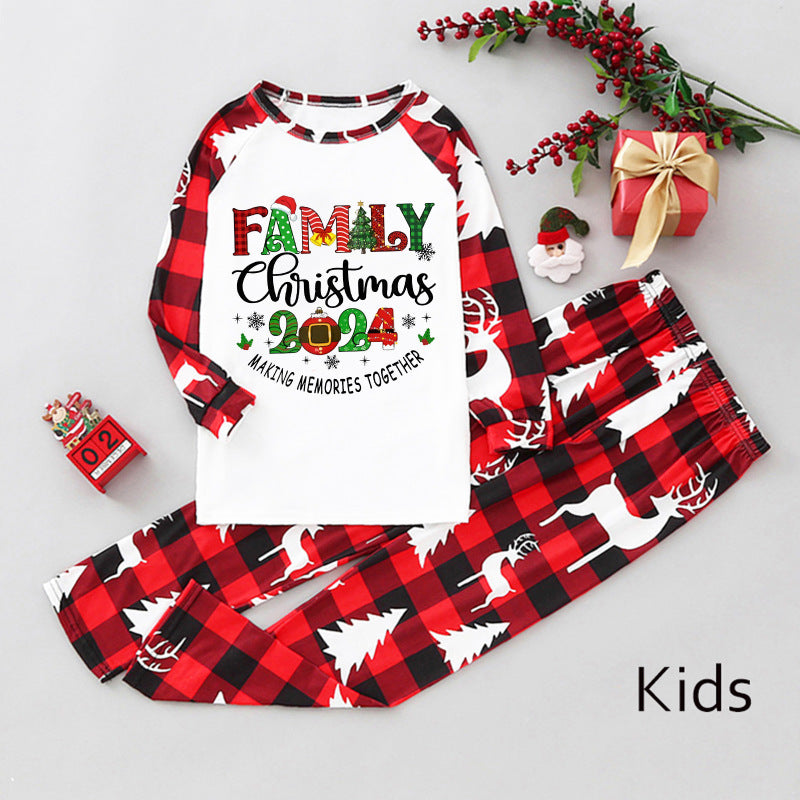 Kids Christmas Pajama Set - Reindeer Plaid Family PJs	