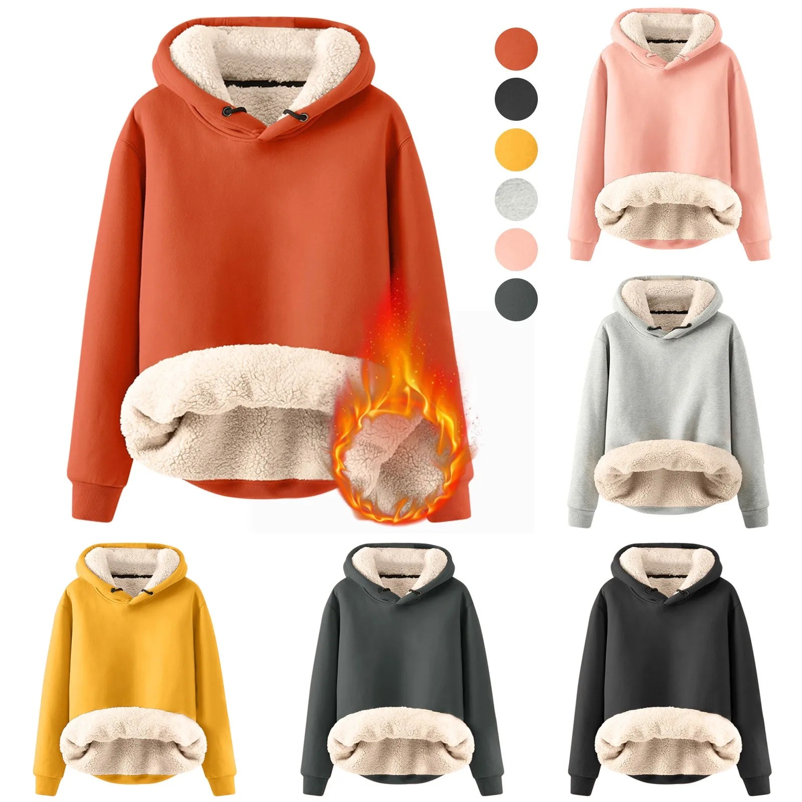 Fleece Hoodie Plush Winter Pullover for Women Pullover Hoodies | Chuzko.com