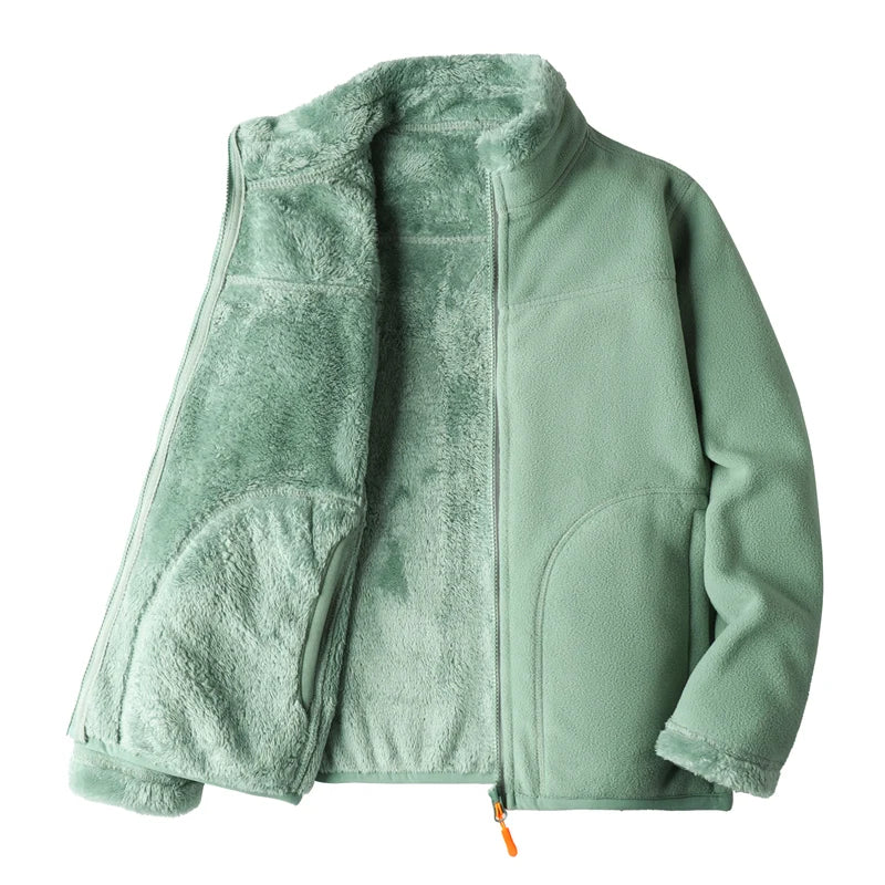 Fleece Lined Jacket Plush Polar Dual-sided Outerwear Fleece | Chuzko.com