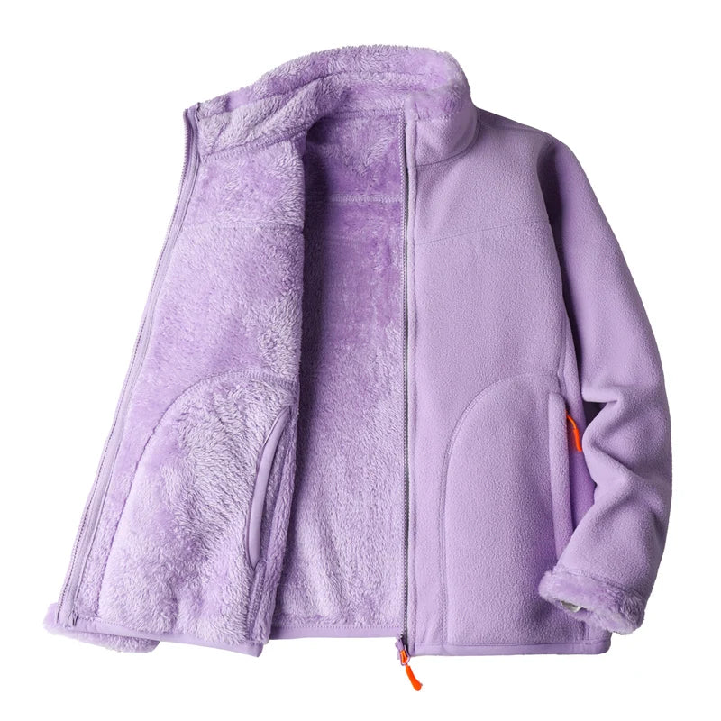 Fleece Lined Jacket Plush Polar Dual-sided Outerwear Fleece | Chuzko.com