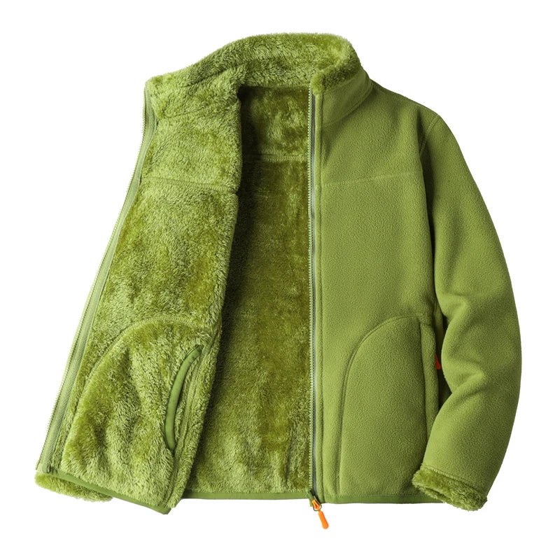 Fleece Lined Jacket Plush Polar Dual-sided Outerwear Fleece | Chuzko.com