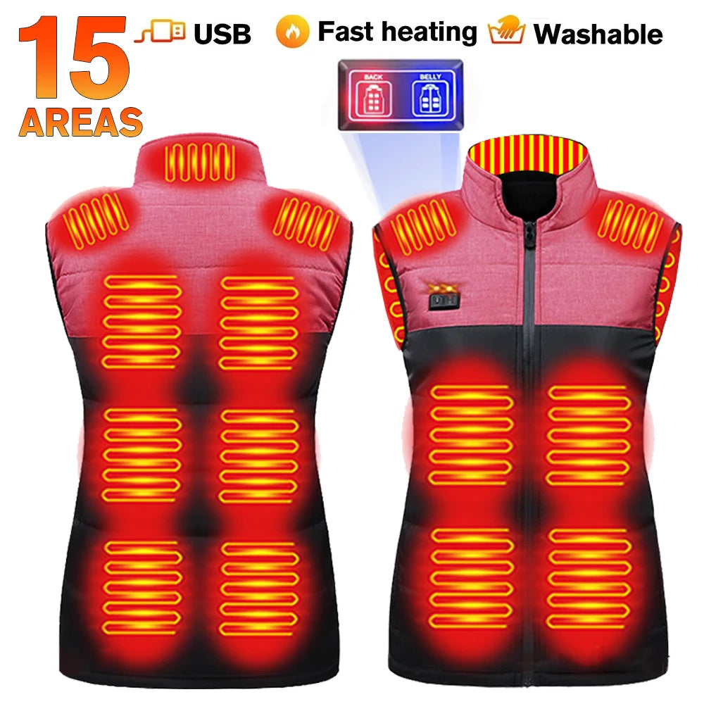 USB 21 Heating Zones Vest Winter Outerwear Vests | Chuzko.com