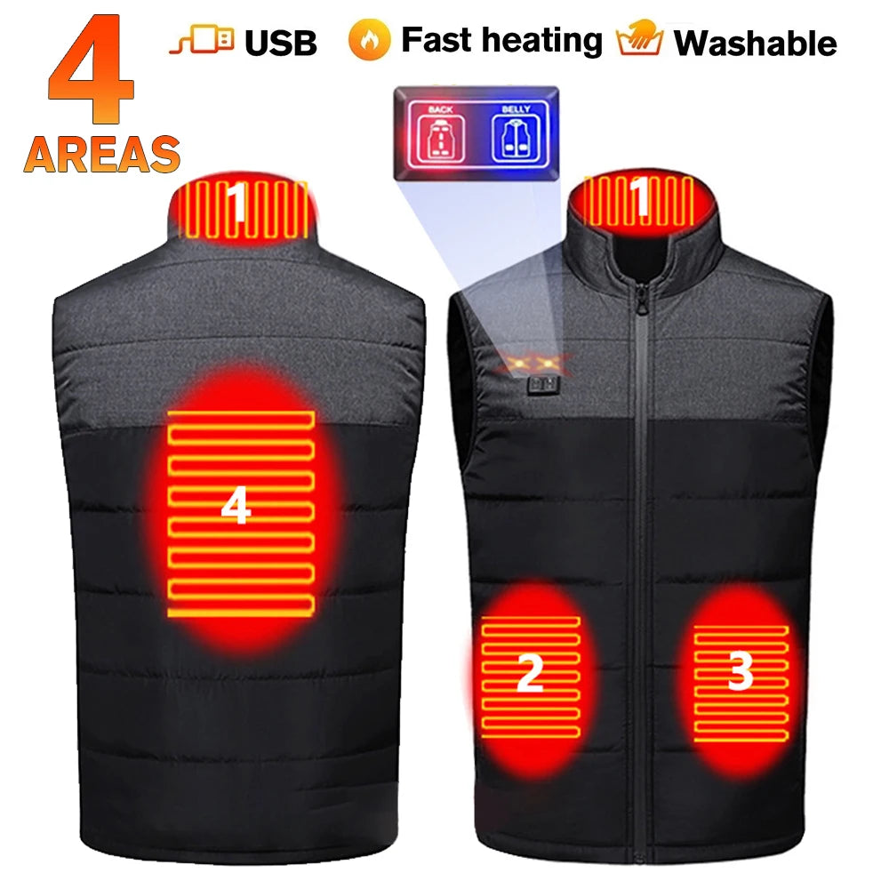 USB 21 Heating Zones Vest Winter Outerwear Vests | Chuzko.com