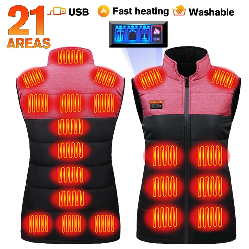 USB 21 Heating Zones Vest Winter Outerwear Vests | Chuzko.com