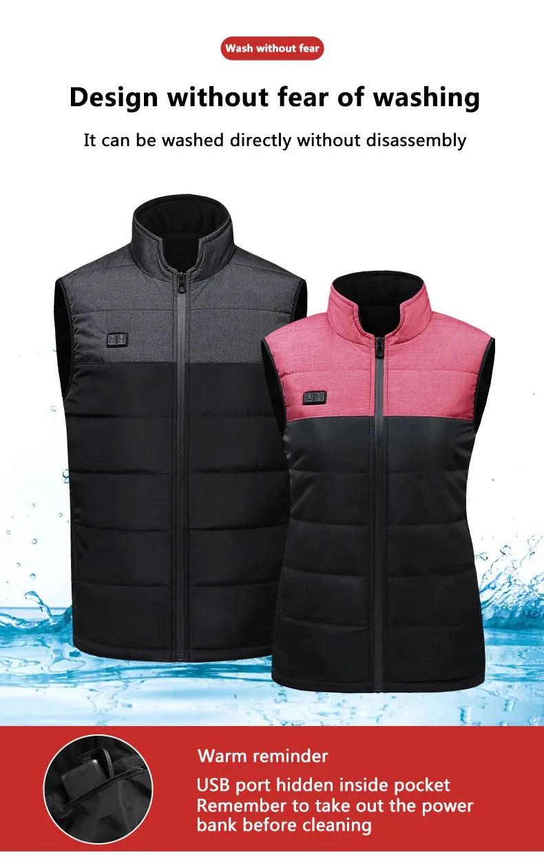 USB 21 Heating Zones Vest Winter Outerwear Vests | Chuzko.com