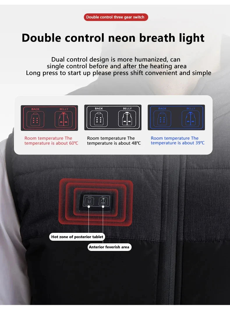 USB 21 Heating Zones Vest Winter Outerwear Vests | Chuzko.com