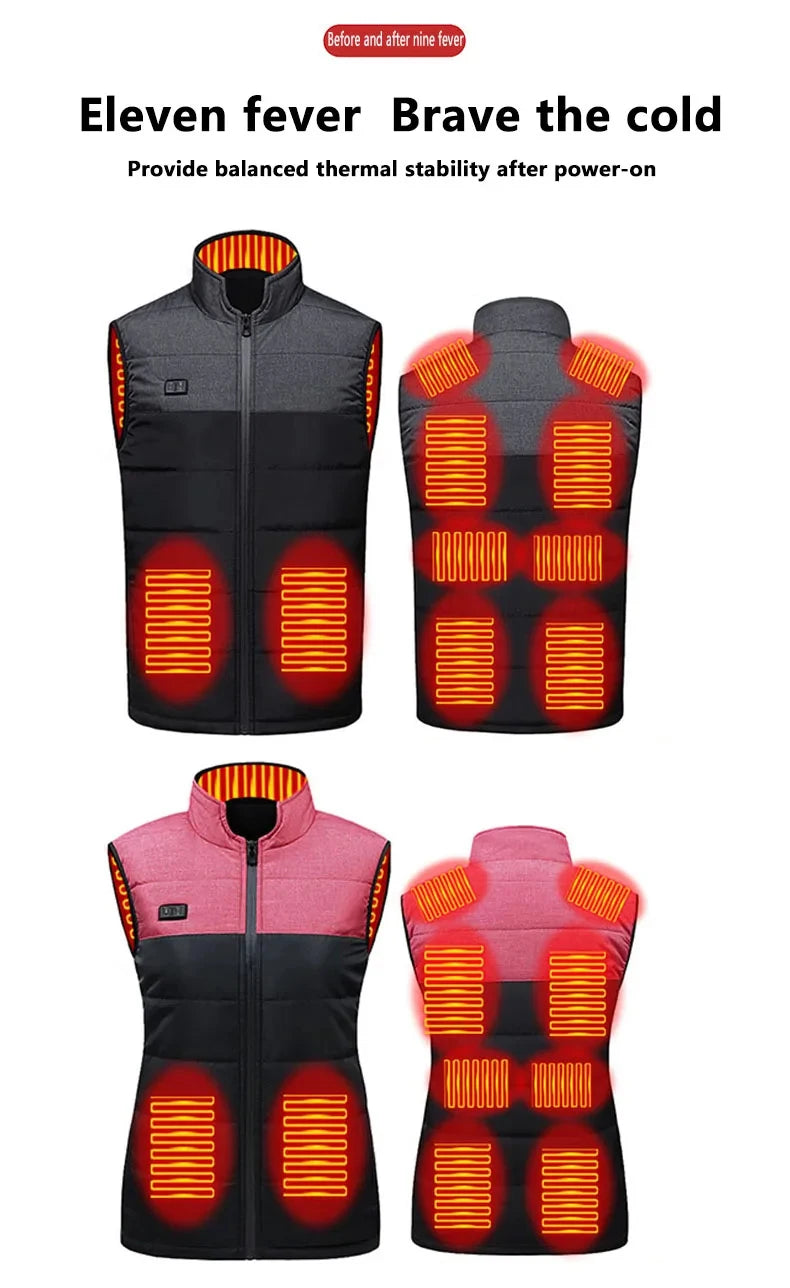 USB 21 Heating Zones Vest Winter Outerwear Vests | Chuzko.com