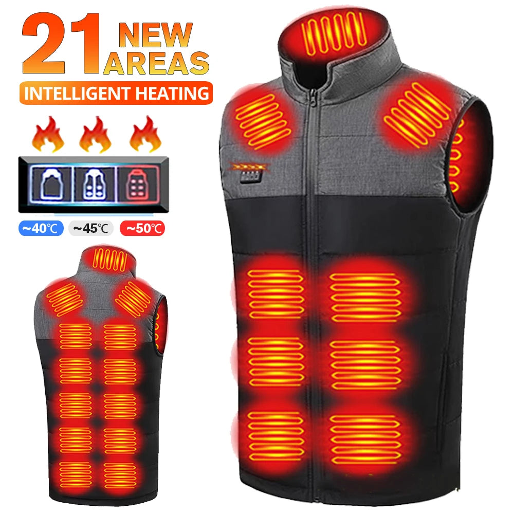 USB Heating Vest with 21 Zones for Winter Warmth	